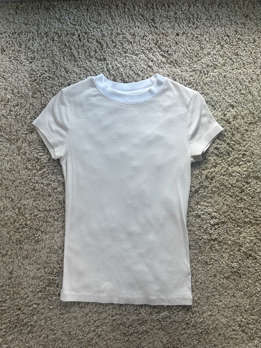 Classic White Short Sleeve Ribbed Tee